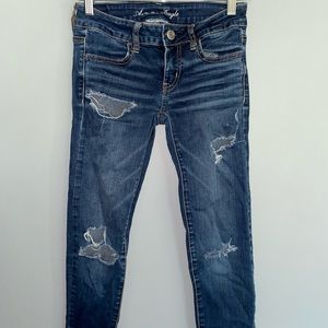 american eagle dark wash skinny jeans